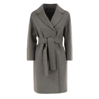 Max Mara Arona Mantel met ceintuur - Dames - Mantels - Grijs - Maat: XS Zijde