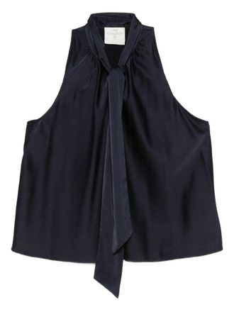Forte_Forte Heavy Stretch Silk Satin Bow-tie Top