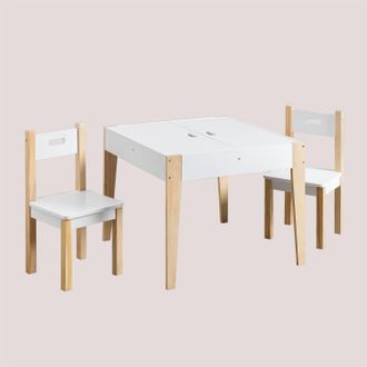 Sklum Sklum - Set De Mesa Pizarra Con Almacenaje Y 2 Sillas De Madera Belfy Kids