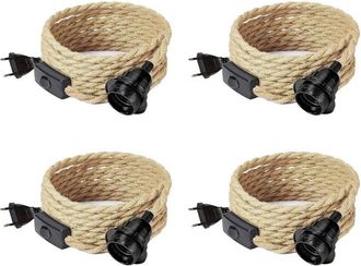 OEM 4 Cables De Cuerda Retro Para L&aacute;mpara De Ara&ntilde;a, Accesorios Para L&aacute;mparas De Mesa Con Interruptor Y Enchufe (bombilla No Incluida), Enchufe Europeo