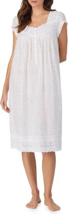 Eileen West Waltz Cap Sleeve Cotton Nightgown in Rosbud Print at Nordstrom, Size X-Large