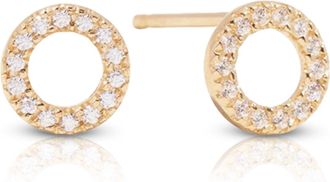 MAX + STONE 14K Yellow Gold 1MM Round Lab Grown Diamond Pave Circle Studs