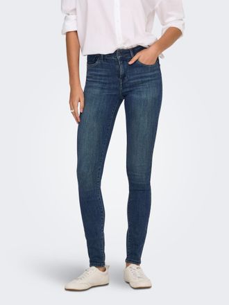 Only Skinny-fit-Jeans ONLY ONLPOWER MID WAIST PUSH UP SK DNM BOX, Damen, Gr. M (38), L&auml;nge 30, dunkelblau denim, Denim/Jeans, Obermaterial: 92% Baumwolle, 