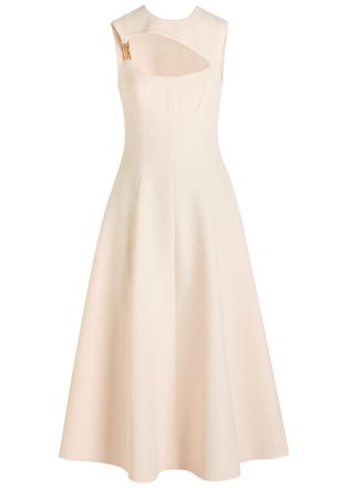 Rebecca Vallance Freja Cut-out Crepe Midi Dress - Cream - 14 (UK14 / L)
