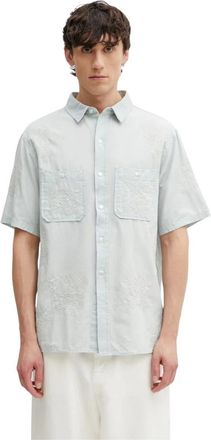 Kenzo Overhemden, Heren, Blauw, M, Katoen, Geborduurd T-shirt met korte mouwen