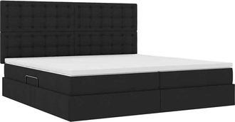 vidaXL Bed with LED Strip Lights Black 200 x 200 cm Fabric vidaXL