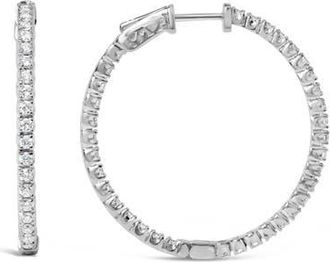 House of Brilliance 14K White Gold 1 3/4 Cttw Lab Grown Diamond Inside Out Hoop Earrings at Nordstrom