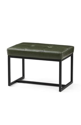 Glitzhome Modern Thick Leatherette Accent Stool with Metal Frame in Green at Nordstrom, Size Medium