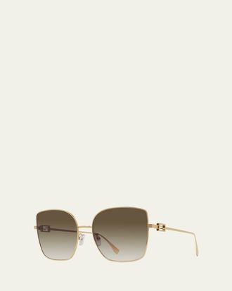 Fendi Iconic Baguette Square Metal Sunglasses