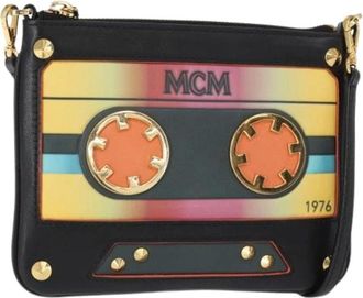 MCM Pre-owned Cross Body Bags, female, Black, Size: ONE SIZE Pre-owned Leather Shoulder Bag