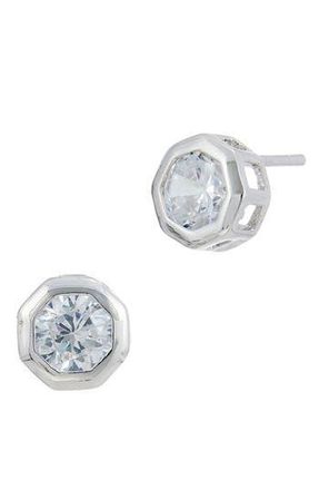 Savvy Cie Jewels CZ Octagonal Stud Earrings in Silver at Nordstrom Rack
