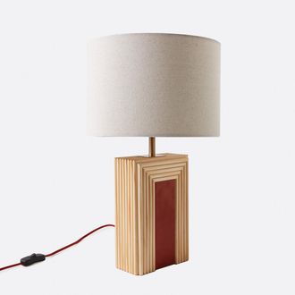 La Redoute Interieurs Tafellamp in rotan en keramiek, lampenkap van linnen, C&Eacute;RABI