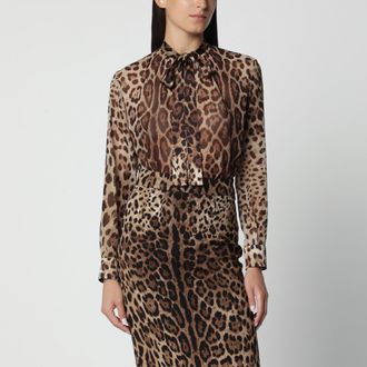 Dolce & Gabbana Leopard-print silk georgette shirt