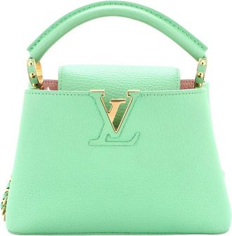 Louis Vuitton Green Taurillon Leather Braided Chain Capucines Mini (Authentic Pre-Loved)