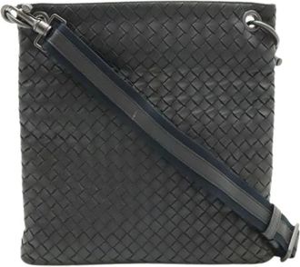 Bottega Veneta Pre-owned Cross Body Bags, male, Black, Size: ONE SIZE Pre-owned Intrecciato Shoulder Bag
