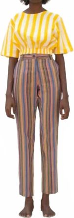 STUDIO 189 Hand Batik Cropped Top In Yellow & White Stripe