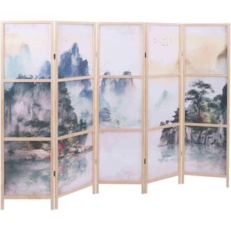 Hhg [nunca Usado] Biombo Hhg-678, Tabique Divisorio, Protecci&oacute;n Visual, Separaci&oacute;n De Espacios, Motivos Naturales, Madera, Mvg, Polietileno, 170 X 227 Cm,