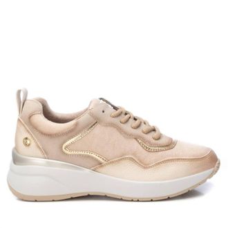 Xti Womens Suede Metallic Sneakers In Beige