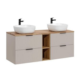 Petits Meubles Mueble lavabo 2 compartimientos estratificado Beige
