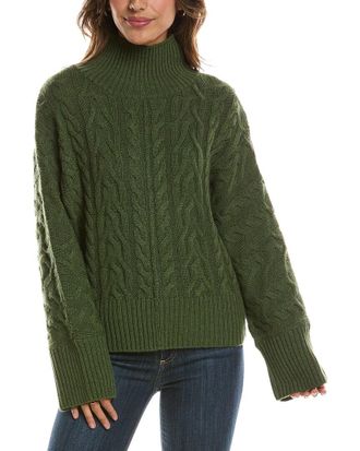 Fort&eacute; Cashmere Luxe Cable Mock Neck 100% Cashmere Pullover