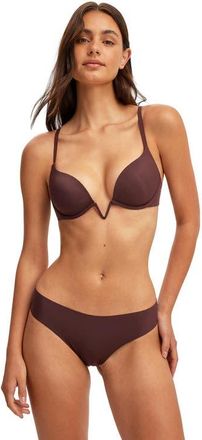 Cotton On Womens V Wire Lightly Lined Bra in Chocolate Plum at Nordstrom, Size 34D