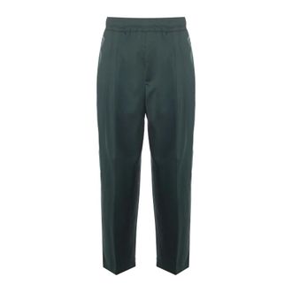 Giuliano Galiano Broeken, Heren, Groen, L, Wol, Groene broek met trekkoord taille