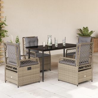 vidaXL Vidaxl - Set Comedor De Jard&iacute;n 5 Pzas Con Cojines Rat&aacute;n Sint&eacute;tico Beige