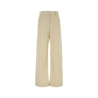 Max Mara Tania Wide Broeken - Dames - Broeken - Beige - Maat: 2XS Katoen