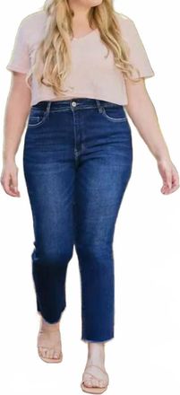 Flying Monkey Super High Rise Slim Straight Jeans In Dark Wash