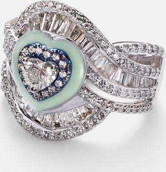 Kamyen Jewellery Anello per mignolo in oro bianco 18kt e titanio con diamanti