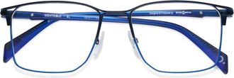 Etnia Barcelona Montmelo Rectangular Deep Blue Metal Eyeglasses with Curved Temples