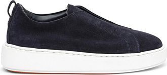 Santoni Suede Slip-on Sneaker - Dames - Sneakers - Blauw - 40 EU - Leer - Schoenen