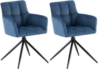 Clp Juego De 2 Sillas De Comedor Jonah Tela Azul Oscuro