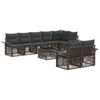 vidaXL Conjunto De Sof&aacute;s De Jard&iacute;n 9 Pcs Gris Rat&aacute;n Sint&eacute;tico Vidaxl