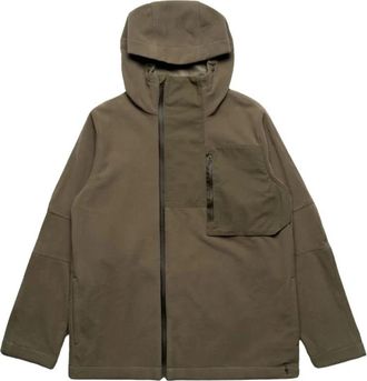 maharishi Asymmetrische Fleece Hoodie met Ritssluiting - Heren - Windbreakers - Groen - M - Polyester - Fitness
