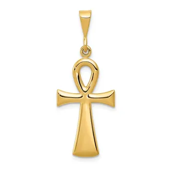 Diamond2Deal 10k Yellow Gold Egyptian Ankh Cross Pendant