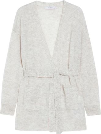 Max Mara Mohair V-hals Cardigan - Dames - Vesten - Grijs - XS - Truien & Vesten