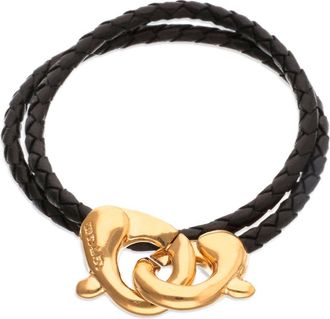 UNOde50 Black double leather strap with 18k gold-plated interlocking carabiner detail at Nordstrom, Size X-Large
