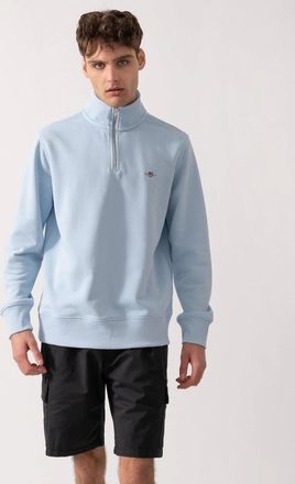 GANT Mens GANT Mens Regular Fit Shield Logo Half Zip Sweatshirt - 457 Fresh Blue - Size: 38
