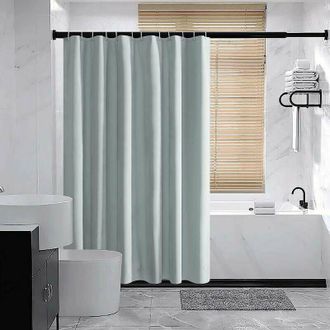 OEM Cortina De Ducha Eva De 180 X 200 Cm, Antimoho, Lavable, Gris, Para Ba&ntilde;era Y Ducha, Impermeable, Con Peso En La Parte Inferior Y 12 Anillas