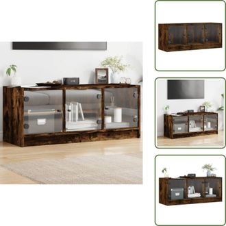 vidaXL Armadio con ante in vetro - vidaXL Mobile Porta TV con Ante in Vetro Rovere Fumo 102x37x42 cm - Mobile con ante in vetro