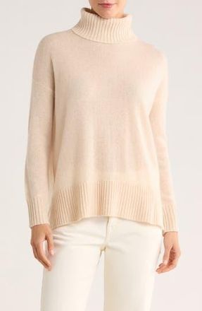 Magaschoni Cashmere Turtleneck Step Hem Sweater in Creamy Heather at Nordstrom Rack, Size X-Small