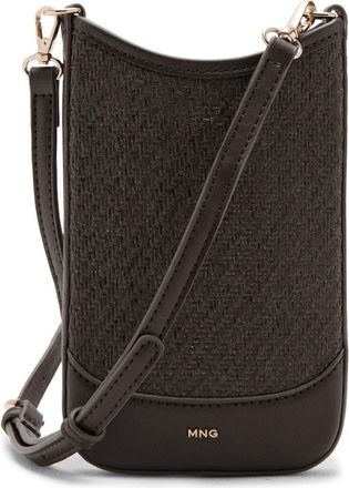 Mango Woven Phone Crossbody Bag in Chocolate at Nordstrom