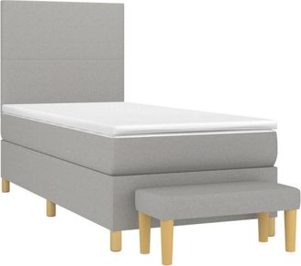 vidaXL Vidaxl - Cama Box Spring Con Colch&oacute;n Tela Gris Claro 90x190 Cm