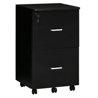 Vinsetto Cajonera De Oficina Mueble Auxiliar Para Archivos Con 2 Cajones Cerradura De 2 Llaves 5 Ruedas 2 Frenos Para Estudio Despacho Dormitorio 43x45x72 Cm