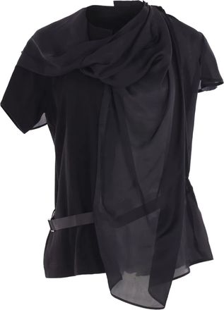 sacai draped belted blouse - Black