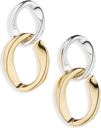 Cara Two-Tone Double Loop Drop Earrings in Gold/Silver at Nordstrom Rack