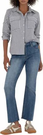 Kut from the Kloth Kelsey High Rise Ankle Flare Jeans In Medium Blue