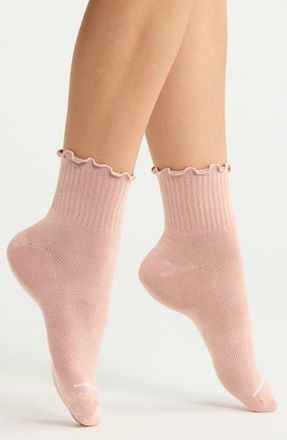 Nordstrom Athleisure Lettuce Edge Assorted 3-Pack Ankle Socks in Pink Multi Pack at Nordstrom, Size 9-11