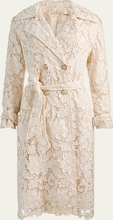 Alice & Olivia Keith Eyelet Midi Trench Coat